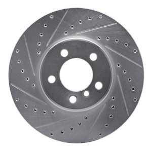 Land Rover Range Rover Brake Rotor (1) - Front Left - R1 Concepts - Drilled & Slotted - Silver - `03-`05